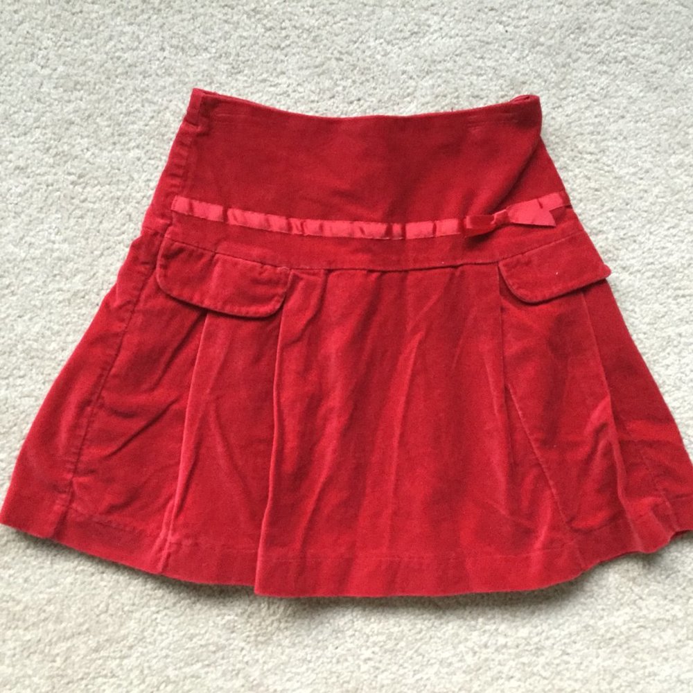 The Children's Place Bright Red Corduroy Skirt with Ribbon Trim